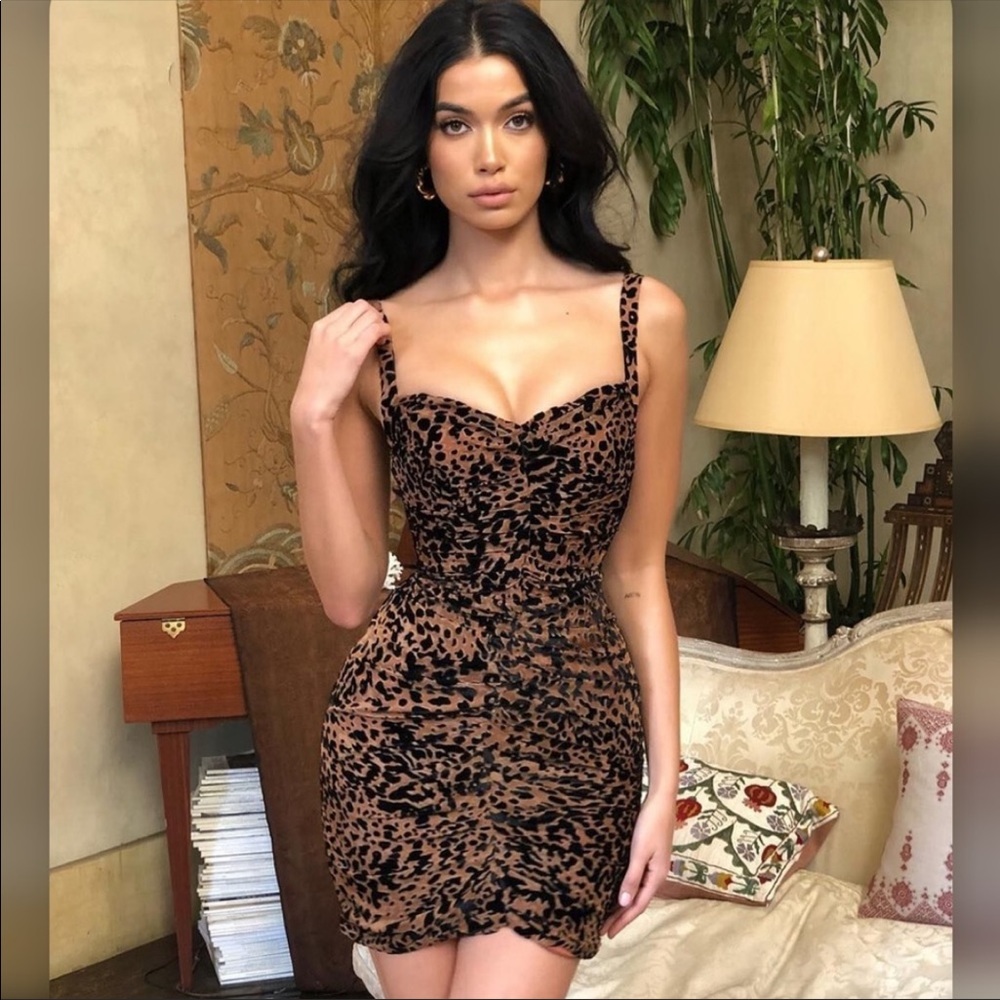 House of CB Chloe Leopard Print Mesh Dress